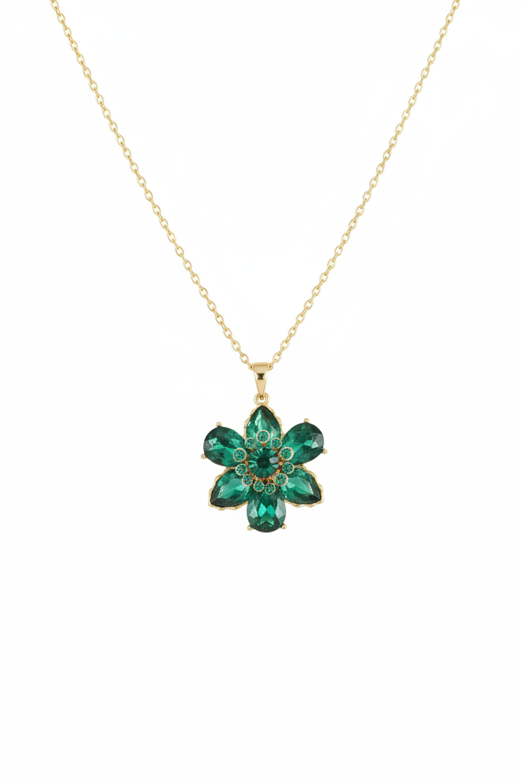 Emerald Tone Blossom Necklace